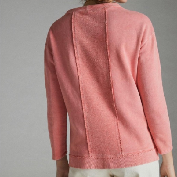Anthropologie Pilcro Imogen Seamed Tunic Top Sweatshirt Coral Size Medium - Picture 3 of 14